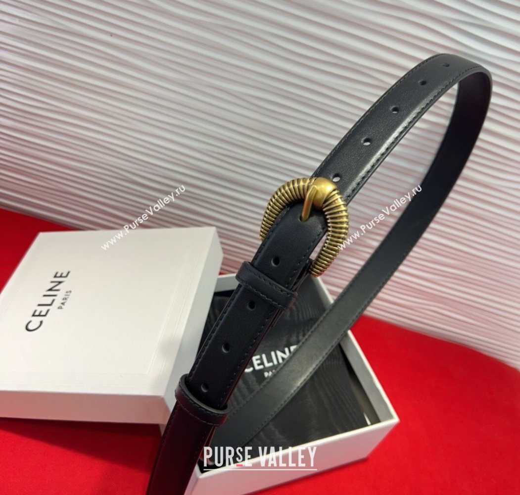 Celine Calfskin Leather Belt 3cm with Pin Buckle Black 2025 CE091102 (99-250911111)