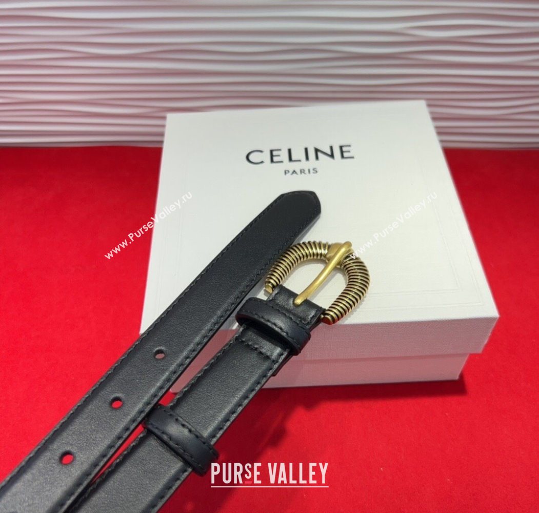 Celine Calfskin Leather Belt 3cm with Pin Buckle Black 2025 CE091102 (99-250911111)