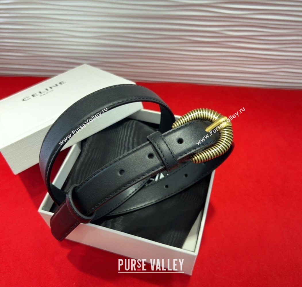 Celine Calfskin Leather Belt 3cm with Pin Buckle Black 2025 CE091102 (99-250911111)
