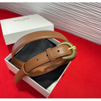 Celine Calfskin Leather Belt 3cm with Pin Buckle Tan Brown 2025 CE091102 (99-250911112)