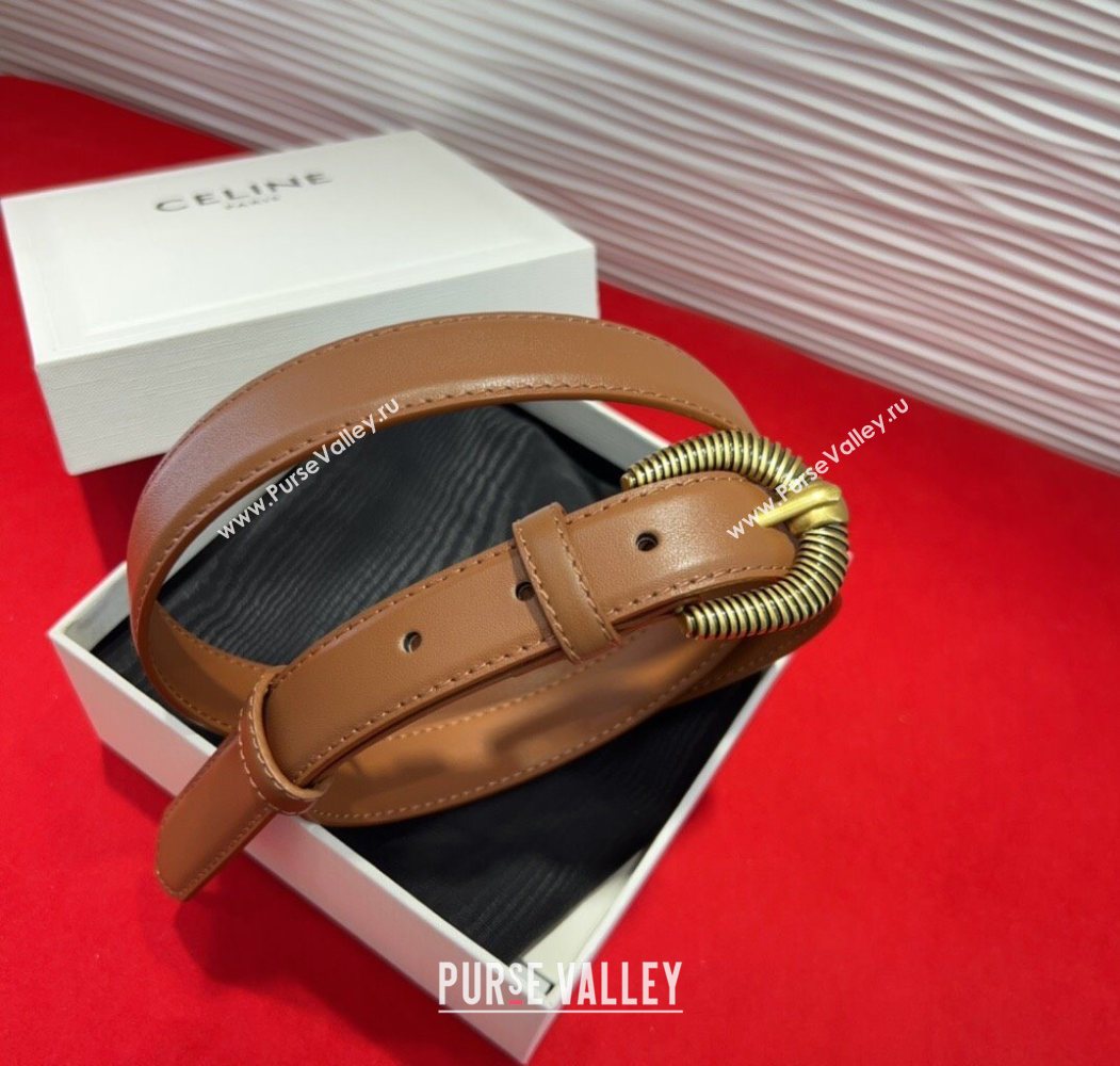 Celine Calfskin Leather Belt 3cm with Pin Buckle Tan Brown 2025 CE091102 (99-250911112)