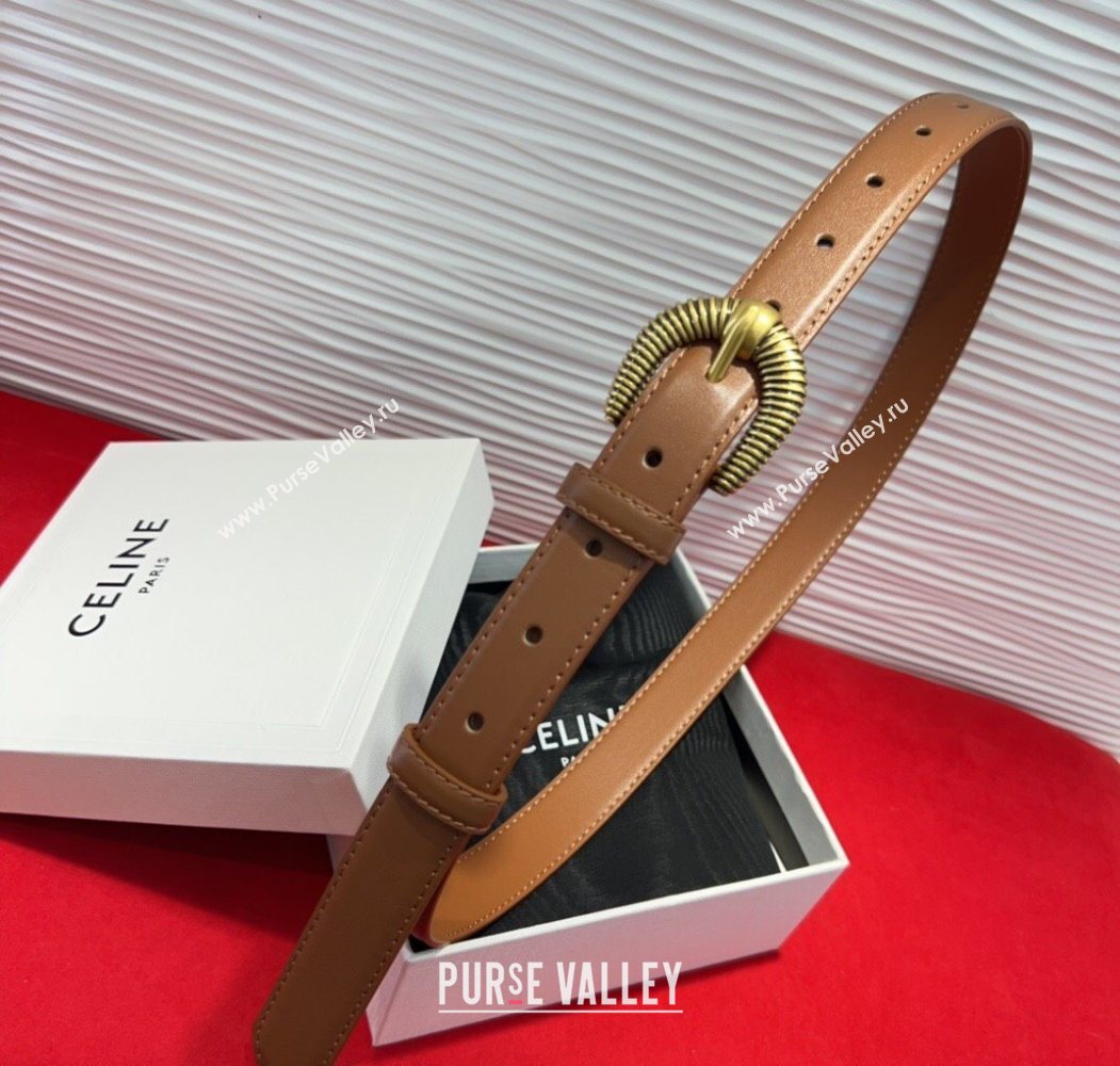 Celine Calfskin Leather Belt 3cm with Pin Buckle Tan Brown 2025 CE091102 (99-250911112)