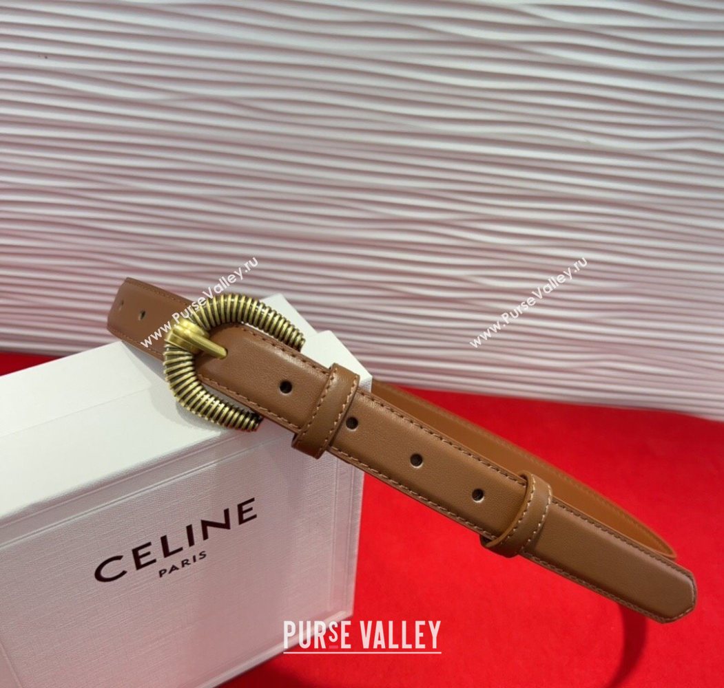 Celine Calfskin Leather Belt 3cm with Pin Buckle Tan Brown 2025 CE091102 (99-250911112)