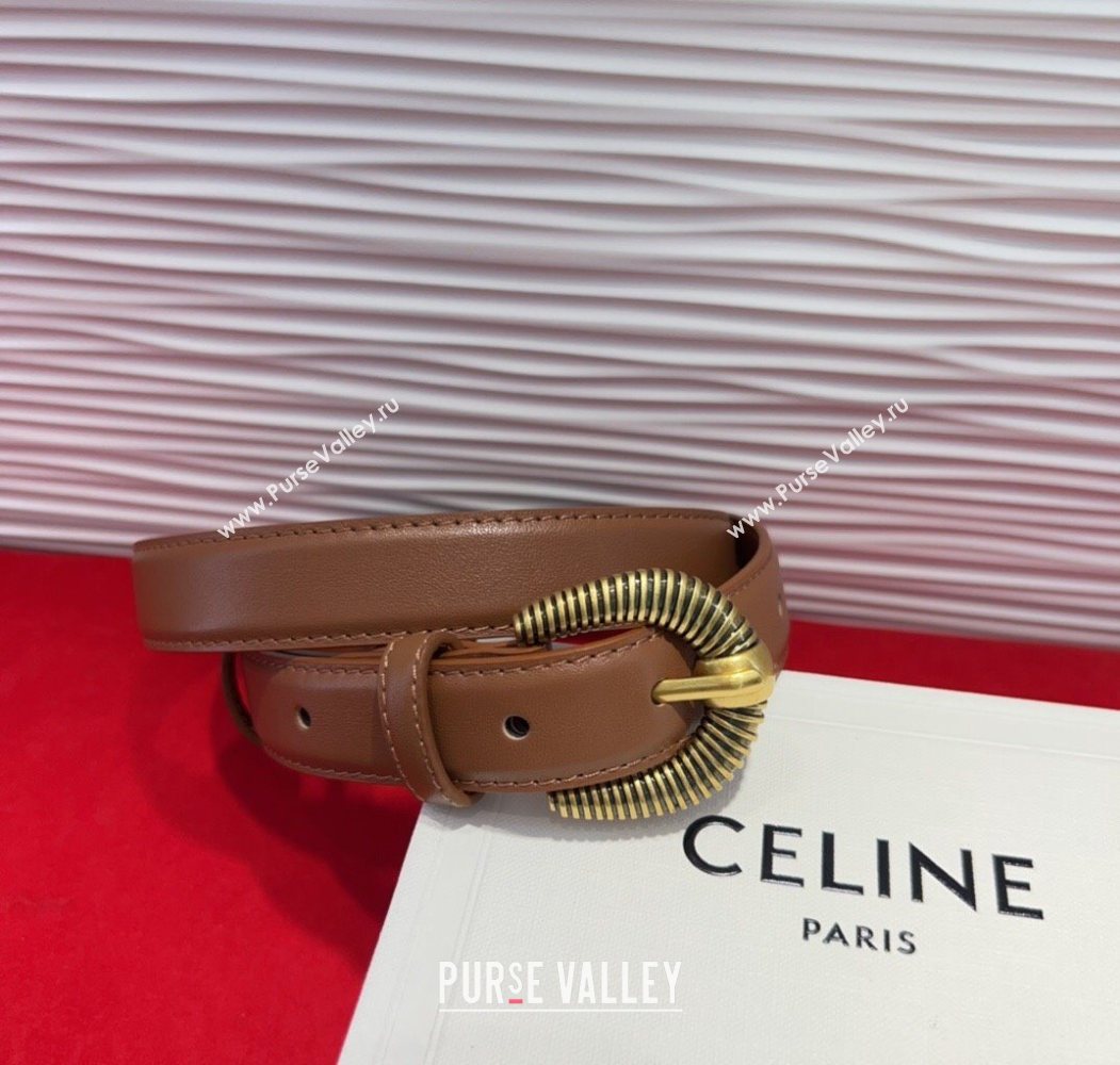 Celine Calfskin Leather Belt 3cm with Pin Buckle Tan Brown 2025 CE091102 (99-250911112)