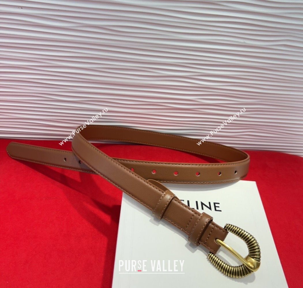 Celine Calfskin Leather Belt 3cm with Pin Buckle Tan Brown 2025 CE091102 (99-250911112)