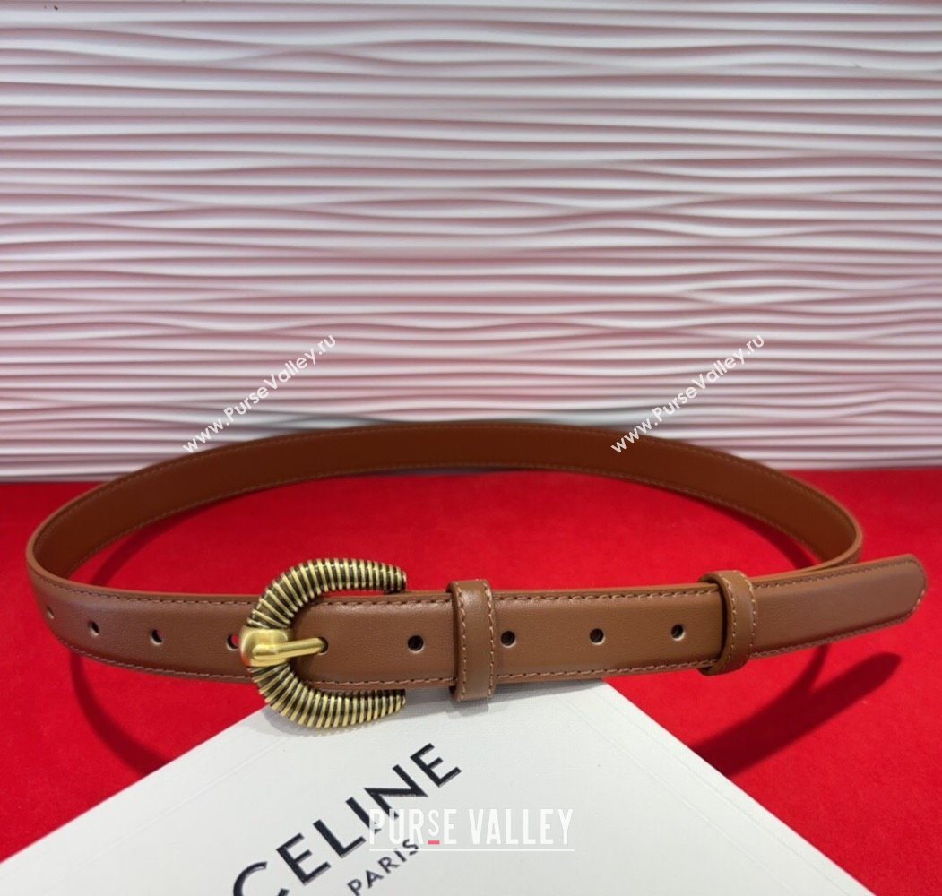 Celine Calfskin Leather Belt 3cm with Pin Buckle Tan Brown 2025 CE091102 (99-250911112)