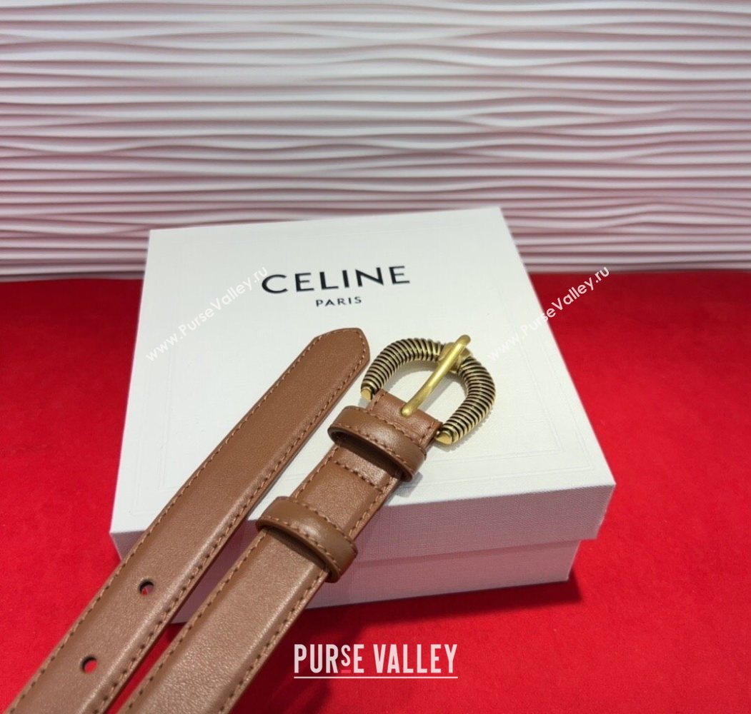 Celine Calfskin Leather Belt 3cm with Pin Buckle Tan Brown 2025 CE091102 (99-250911112)