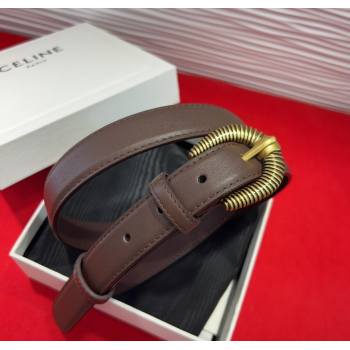 Celine Calfskin Leather Belt 3cm with Pin Buckle Dark Brown 2025 CE091102 (99-250911113)