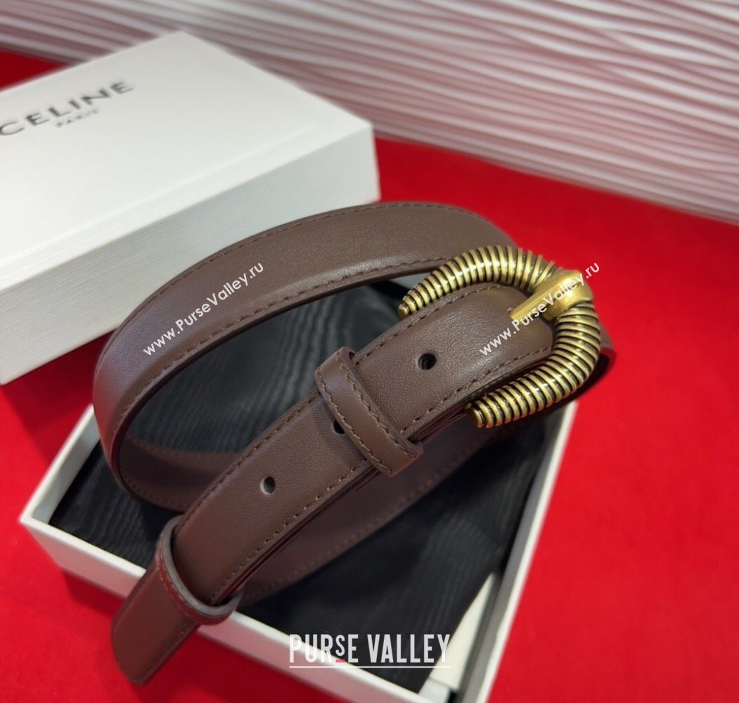 Celine Calfskin Leather Belt 3cm with Pin Buckle Dark Brown 2025 CE091102 (99-250911113)