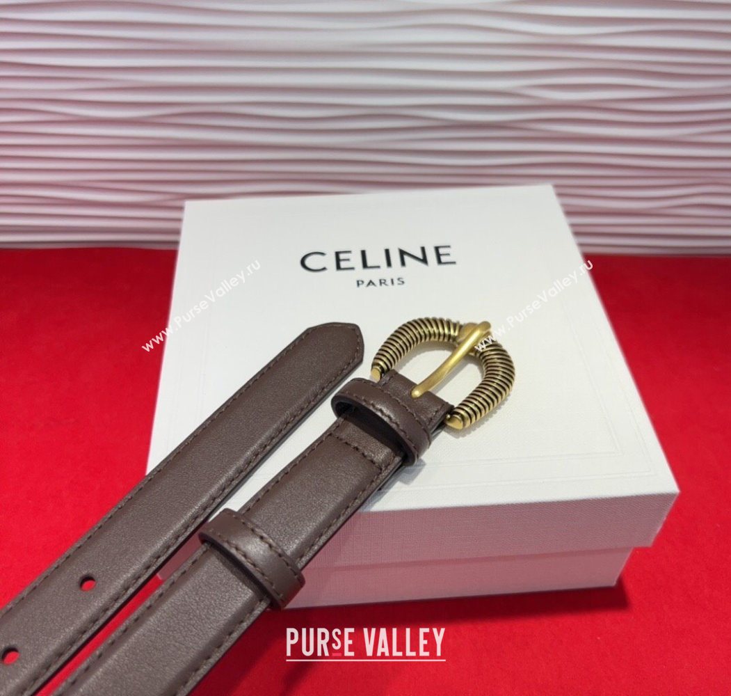 Celine Calfskin Leather Belt 3cm with Pin Buckle Dark Brown 2025 CE091102 (99-250911113)
