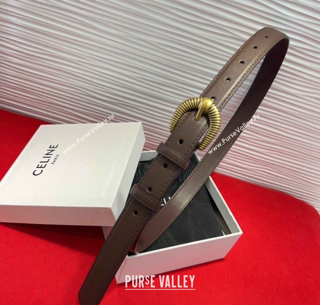 Celine Calfskin Leather Belt 3cm with Pin Buckle Dark Brown 2025 CE091102 (99-250911113)