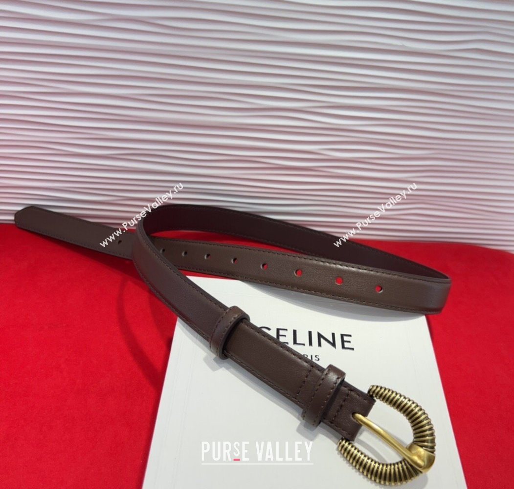 Celine Calfskin Leather Belt 3cm with Pin Buckle Dark Brown 2025 CE091102 (99-250911113)