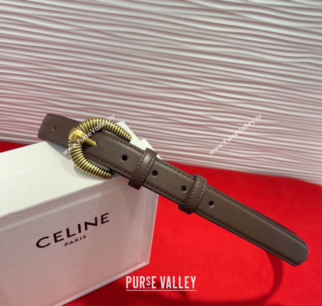 Celine Calfskin Leather Belt 3cm with Pin Buckle Dark Brown 2025 CE091102 (99-250911113)