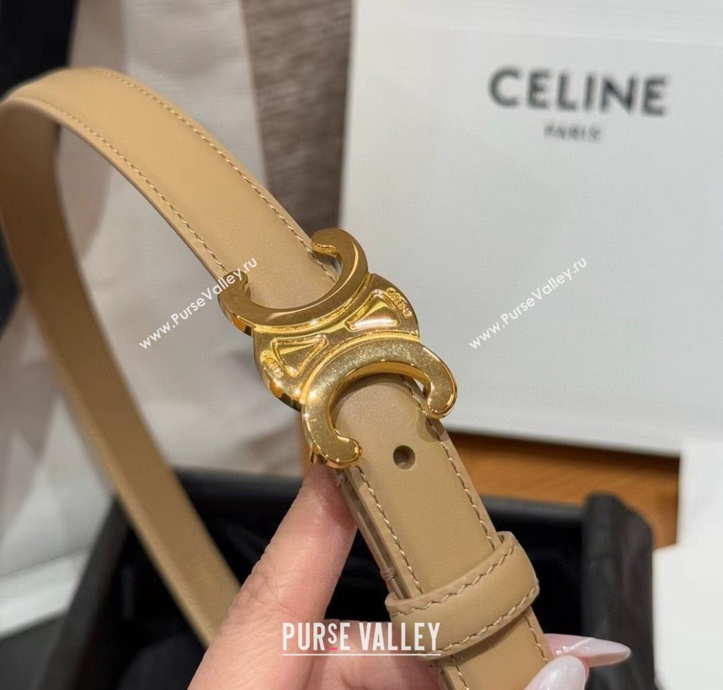 Celine Triomphe Supple Calfskin Leather Belt 1.8cm Beige 2025 0911 (99-250911090)