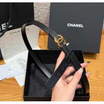 Chanel Reversible Calfskin Leather Belt 1.5cm with CC Buckle Black/Gold 2025 CH091106 (99-250911130)