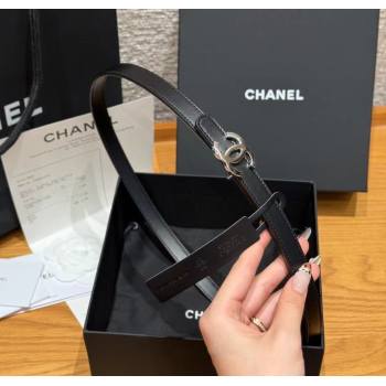 Chanel Reversible Calfskin Leather Belt 1.5cm with CC Buckle Black/Silver 2025 CH091106 (99-250911131)