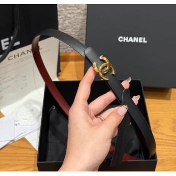 Chanel Reversible Calfskin Belt 1.5cm with CC Buckle Black/Burgundy/Gold 2025 CH091106 (99-250911132)