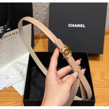 Chanel Reversible Calfskin Leather Belt 1.5cm with CC Buckle Beige/Gold 2025 CH091106 (99-250911134)