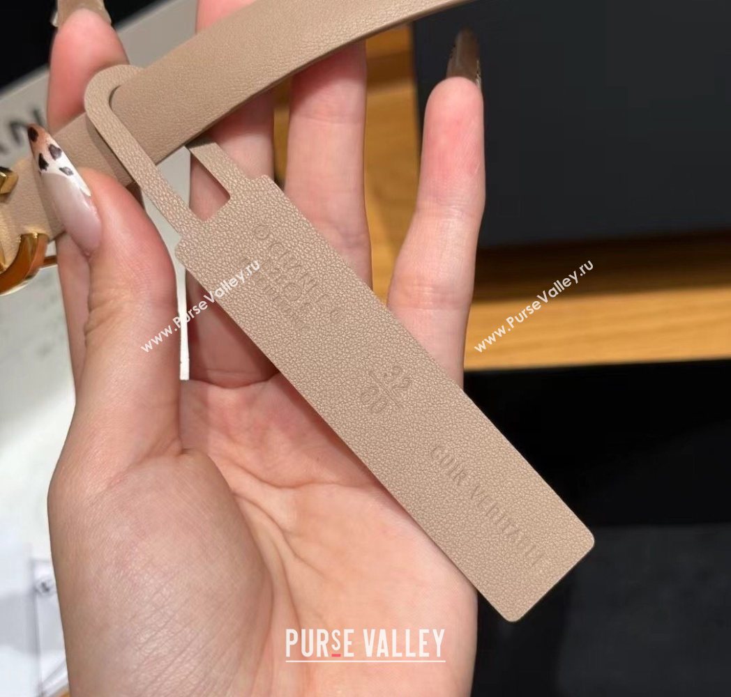 Chanel Reversible Calfskin Leather Belt 1.5cm with CC Buckle Beige/Gold 2025 CH091106 (99-250911134)