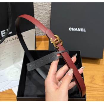 Chanel Reversible Calfskin Leather Belt 1.5cm with CC Buckle Burgundy/Gold 2025 CH091106 (99-250911136)