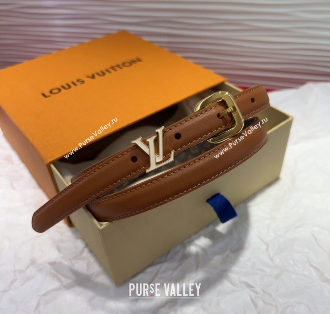 Louis Vuitton Darling Ard Belt 1.5cm in Leather Brown/White LV 2025 LV091201 (99-250912102)