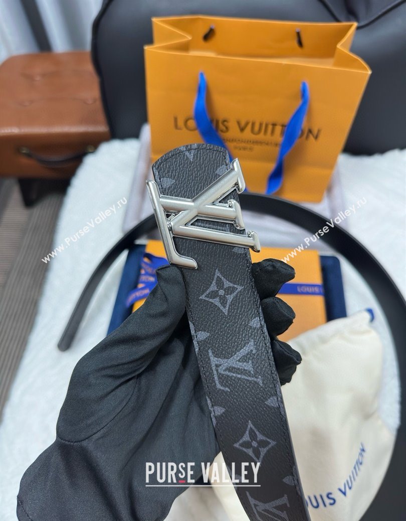 Louis Vuitton Monogram Canvas Belt 4cm with LV Buckle Black/Silver 2025 M8846 (99-250912111)