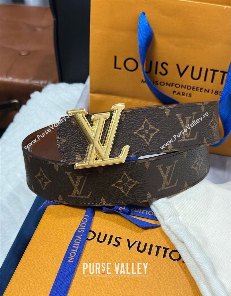Louis Vuitton Monogram Canvas Belt 4cm with LV Buckle Brown/Gold 2025 M8846 (99-250912113)