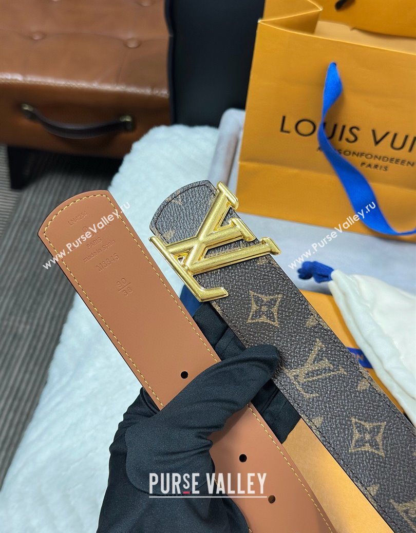 Louis Vuitton Monogram Canvas Belt 4cm with LV Buckle Brown/Gold 2025 M8846 (99-250912113)