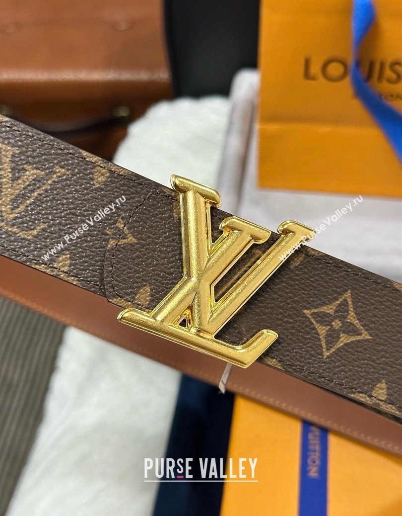 Louis Vuitton Monogram Canvas Belt 4cm with LV Buckle Brown/Gold 2025 M8846 (99-250912113)