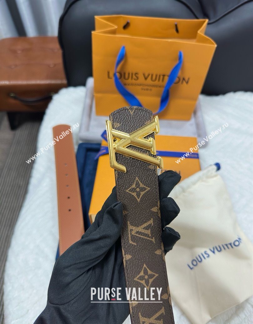 Louis Vuitton Monogram Canvas Belt 4cm with LV Buckle Brown/Gold 2025 M8846 (99-250912113)