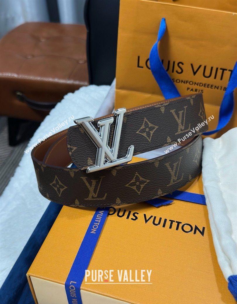 Louis Vuitton Monogram Canvas Belt 4cm with LV Buckle Brown/Silver 2025 M8846 (99-250912114)