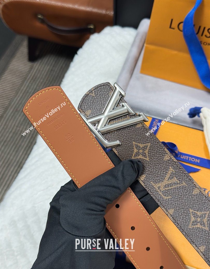 Louis Vuitton Monogram Canvas Belt 4cm with LV Buckle Brown/Silver 2025 M8846 (99-250912114)