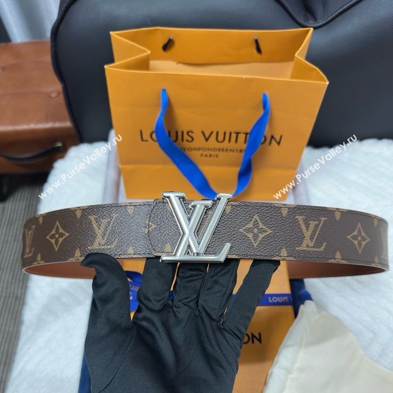 Louis Vuitton Monogram Canvas Belt 4cm with LV Buckle Brown/Silver 2025 M8846 (99-250912114)