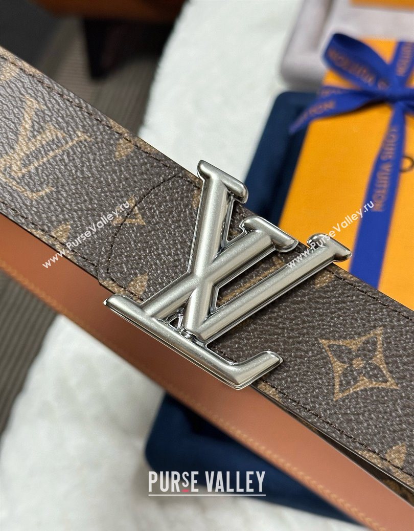 Louis Vuitton Monogram Canvas Belt 4cm with LV Buckle Brown/Silver 2025 M8846 (99-250912114)