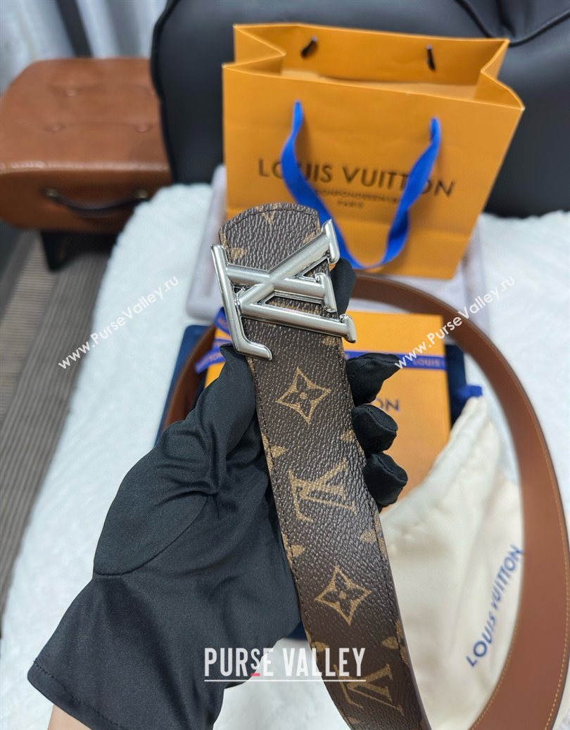 Louis Vuitton Monogram Canvas Belt 4cm with LV Buckle Brown/Silver 2025 M8846 (99-250912114)