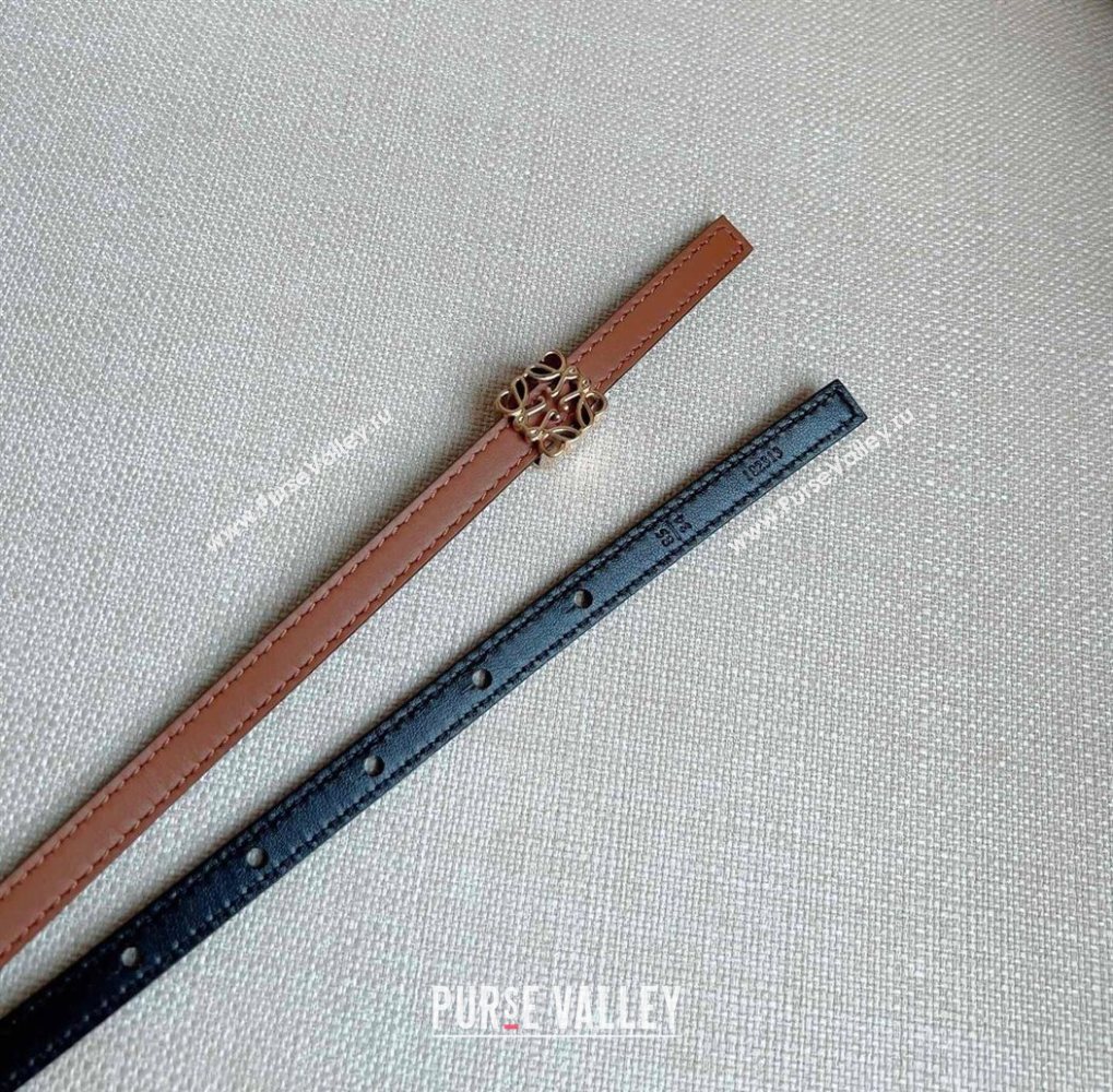 Loewe Anagram Belt 1cm in Smooth Calfskin Leather Brown/Gold 2025 LW091206 (99-250912085)