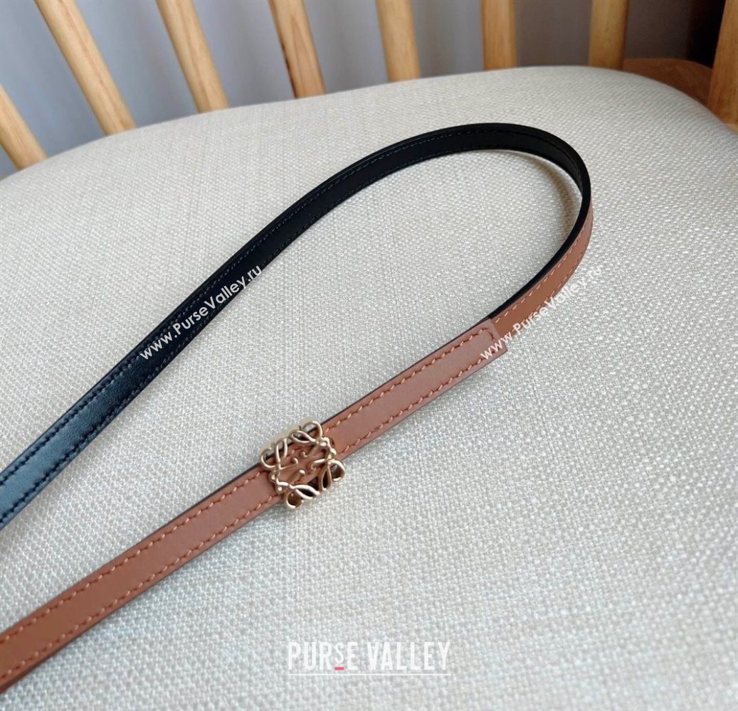 Loewe Anagram Belt 1cm in Smooth Calfskin Leather Brown/Gold 2025 LW091206 (99-250912085)