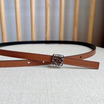 Loewe Anagram Belt 1cm in Smooth Calfskin Leather Brown/Silver 2025 LW091206 (99-250912086)