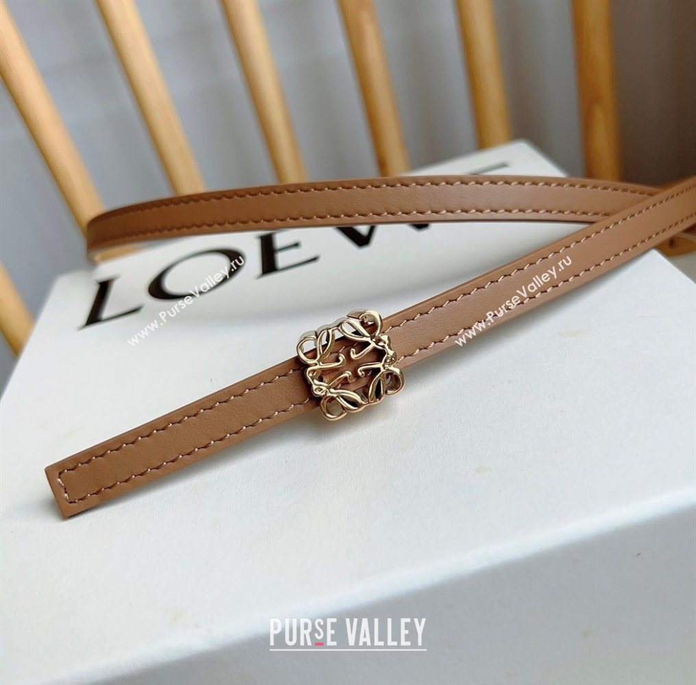 Loewe Anagram Belt 1cm in Smooth Calfskin Leather Beige/Gold 2025 LW091206 (99-250912089)