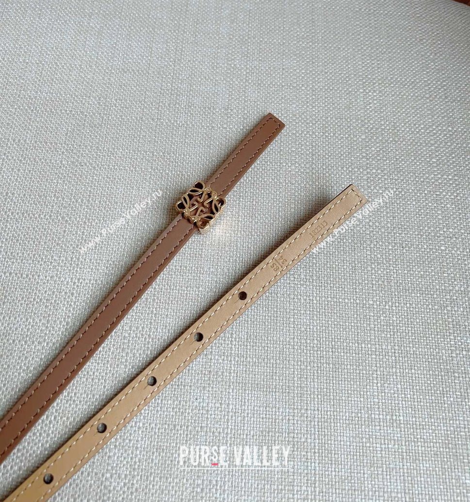 Loewe Anagram Belt 1cm in Smooth Calfskin Leather Beige/Gold 2025 LW091206 (99-250912089)