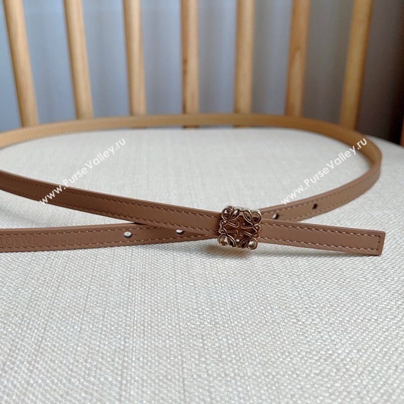 Loewe Anagram Belt 1cm in Smooth Calfskin Leather Beige/Gold 2025 LW091206 (99-250912089)