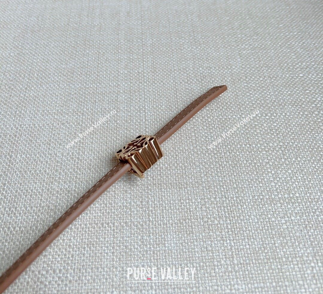 Loewe Anagram Belt 1cm in Smooth Calfskin Leather Beige/Gold 2025 LW091206 (99-250912089)