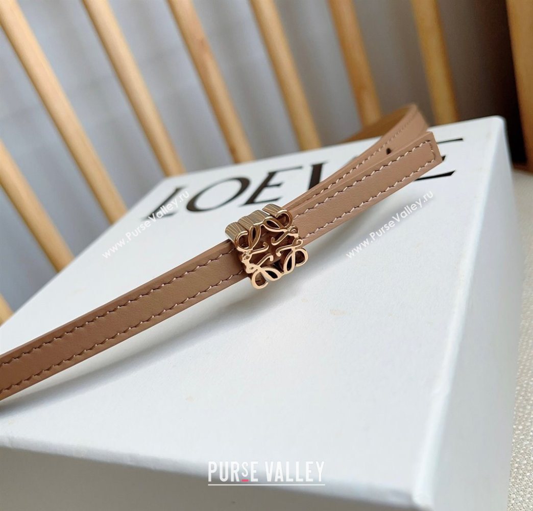Loewe Anagram Belt 1cm in Smooth Calfskin Leather Beige/Gold 2025 LW091206 (99-250912089)