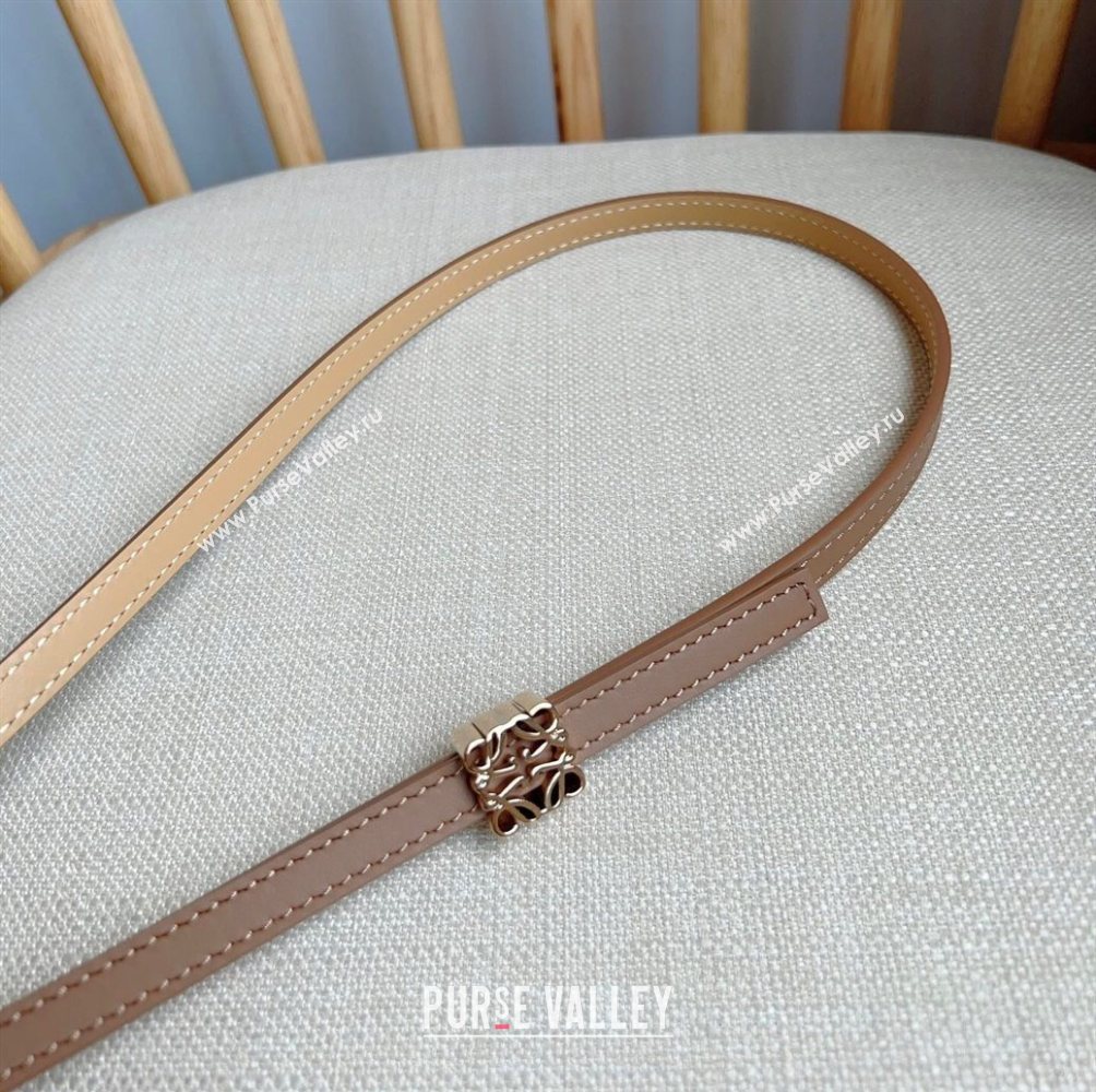 Loewe Anagram Belt 1cm in Smooth Calfskin Leather Beige/Gold 2025 LW091206 (99-250912089)