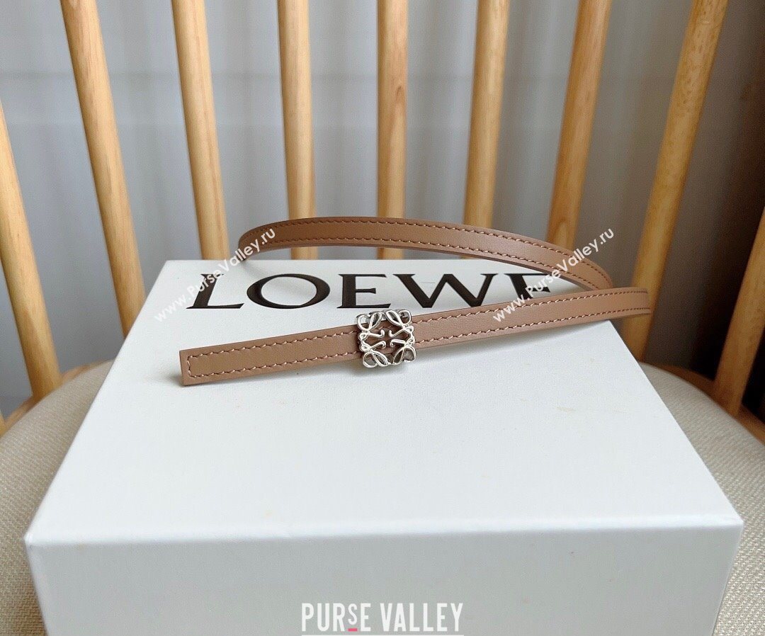 Loewe Anagram Belt 1cm in Smooth Calfskin Leather Beige/Silver 2025 LW091206 (99-250912090)