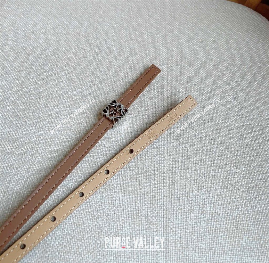 Loewe Anagram Belt 1cm in Smooth Calfskin Leather Beige/Silver 2025 LW091206 (99-250912090)