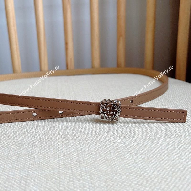 Loewe Anagram Belt 1cm in Smooth Calfskin Leather Beige/Silver 2025 LW091206 (99-250912090)