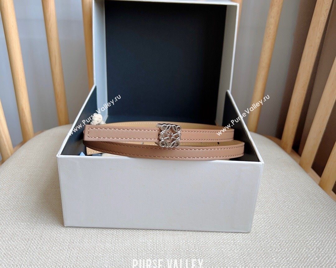 Loewe Anagram Belt 1cm in Smooth Calfskin Leather Beige/Silver 2025 LW091206 (99-250912090)