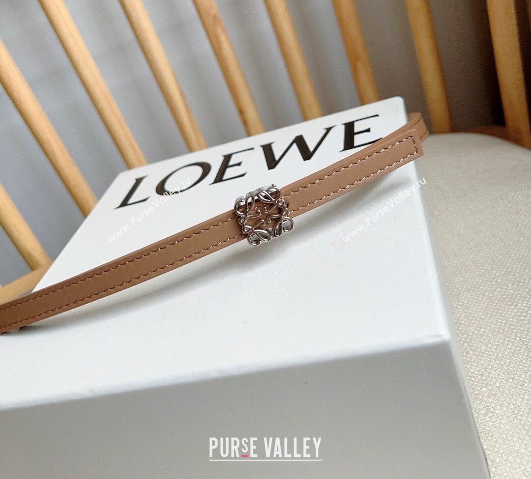 Loewe Anagram Belt 1cm in Smooth Calfskin Leather Beige/Silver 2025 LW091206 (99-250912090)