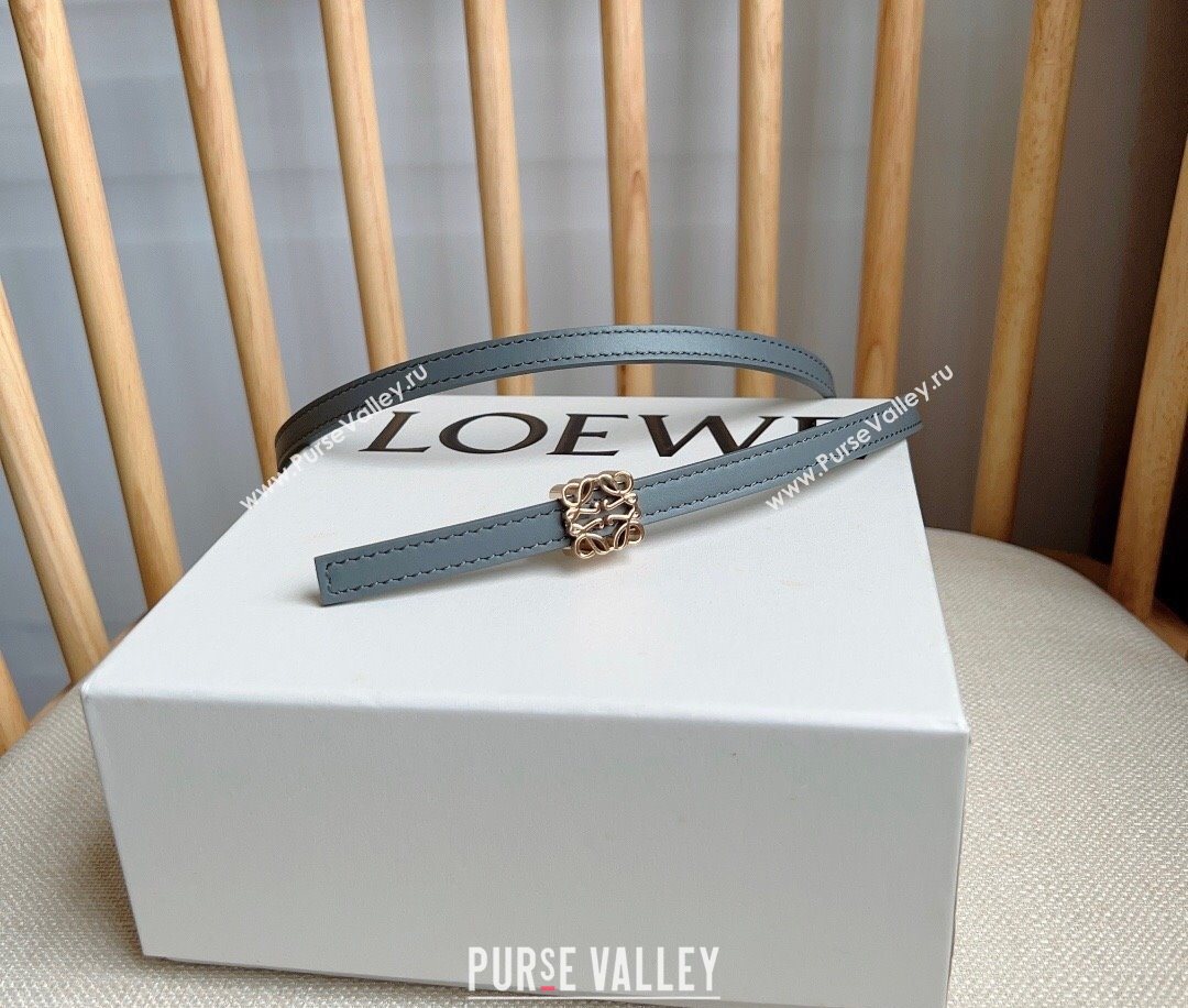 Loewe Anagram Belt 1cm in Smooth Calfskin Leather Grey/Gold 2025 LW091206 (99-250912091)